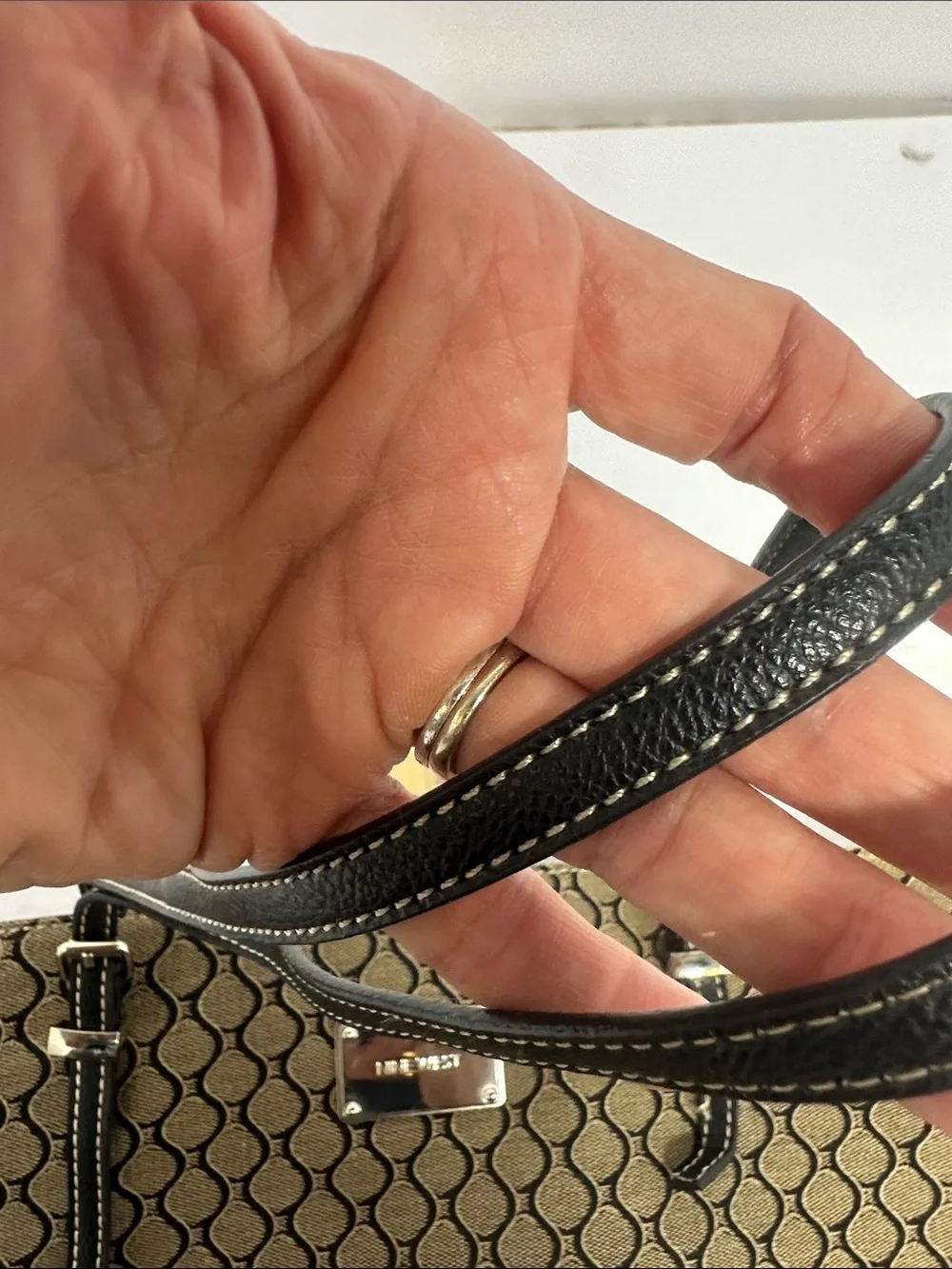 Nine West Tan and Black Geometric Tote